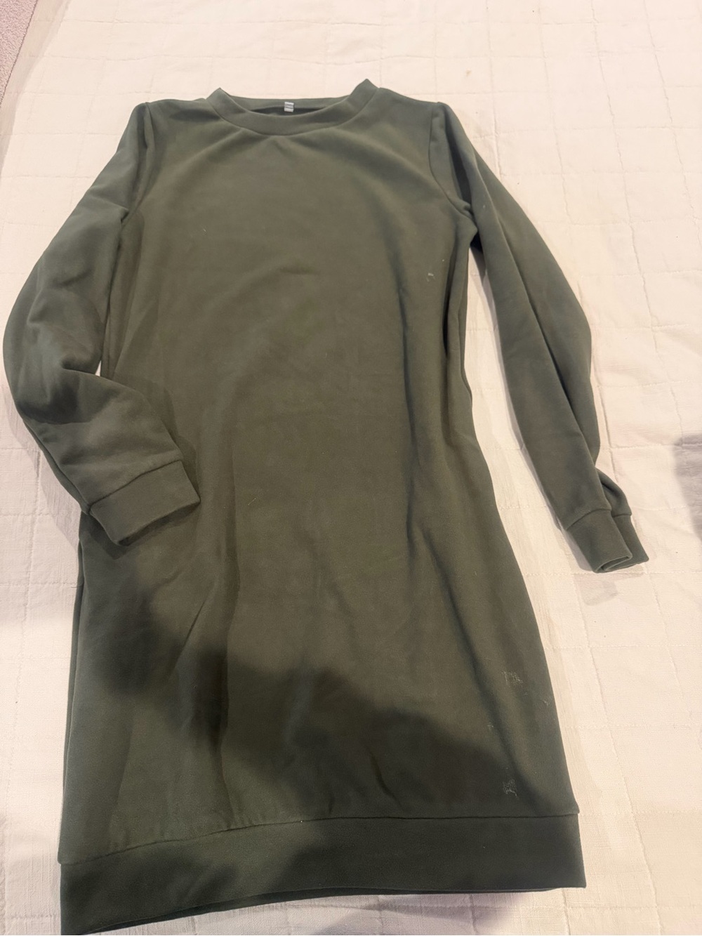 Amazon Olive Green Long Sleeve Sweatshirt Dress